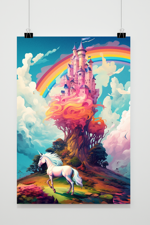 Castle with Unicorn poster