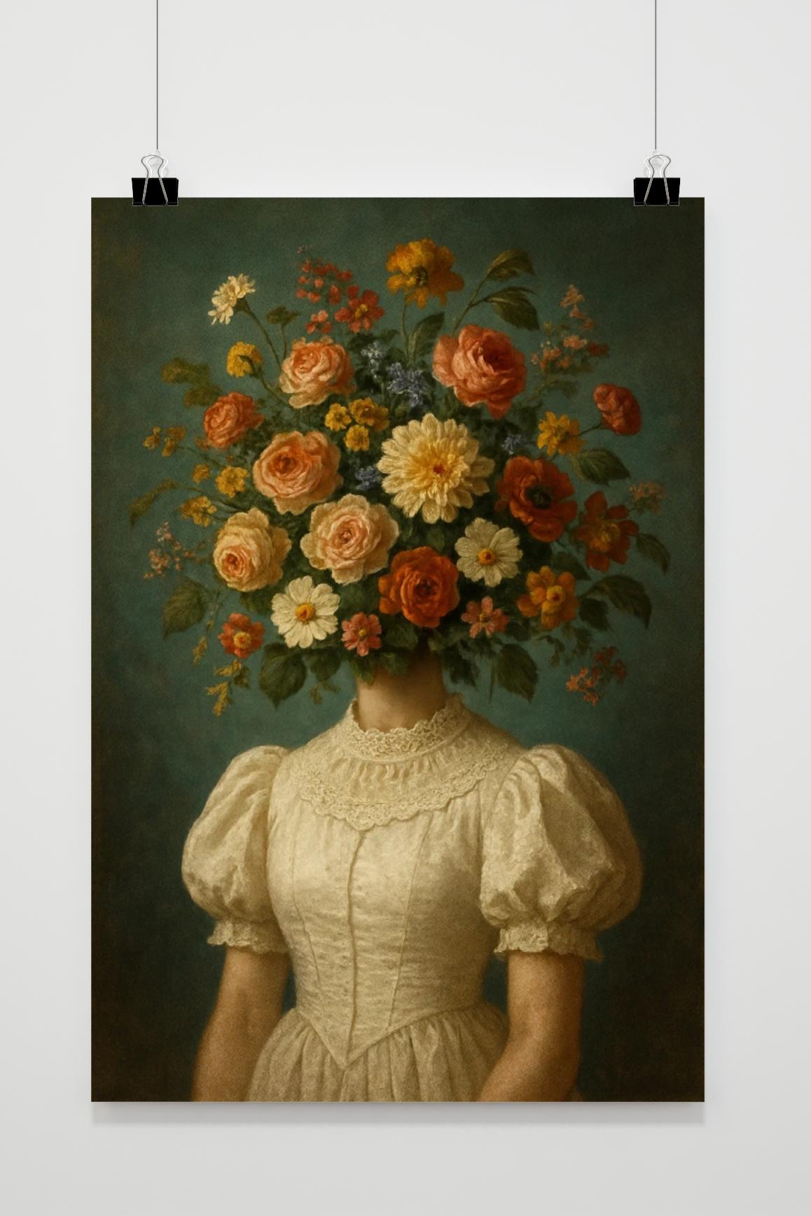 Flower Girl Surrealistic Vintage in interieur