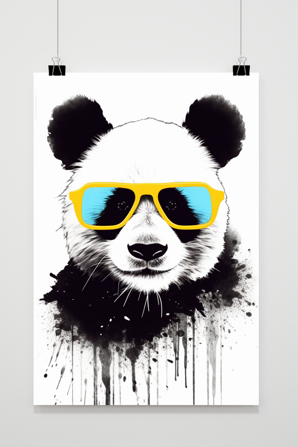 Póster Panda con Gafas de Sol Amarillas