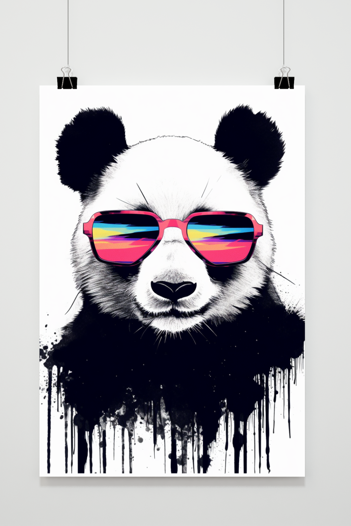 Póster Panda con Gafas de Sol Rosas de 25 Artstreet