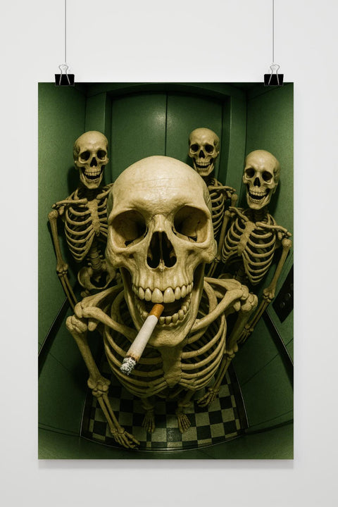 Skeletons Elevator Cigarette Poster