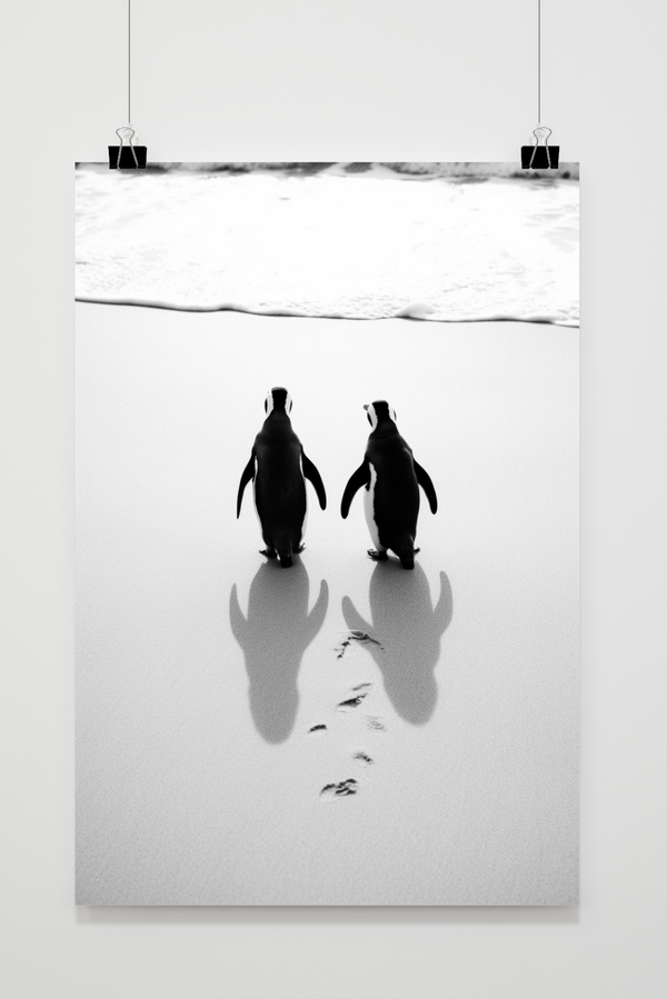 Póster Pingüinos en la Playa