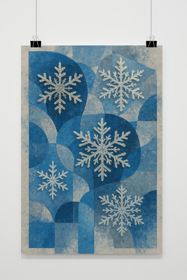 Snowflake Winter Shapes Pattern Poster
