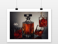 Whiskey Karaf Glazen poster met witte rand