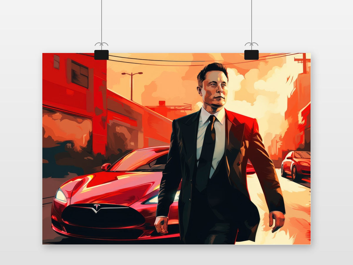 Affiche Elon Musk Tesla de 25 Artstreet