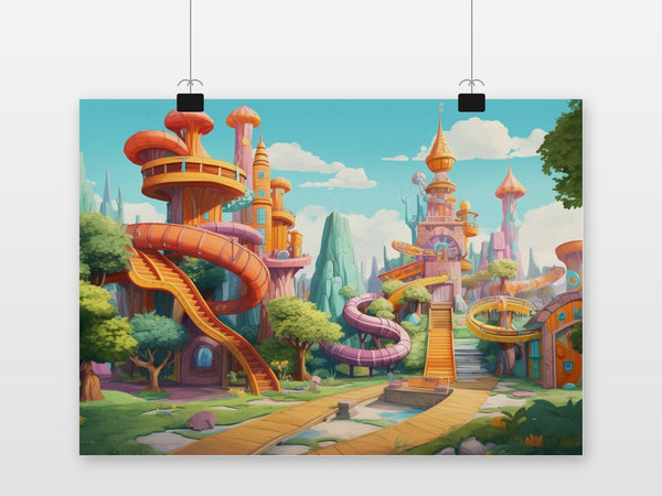 Póster Toboganes de Parque de Atracciones