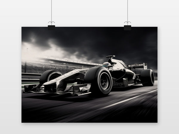 Póster F1 en Blanco y Negro