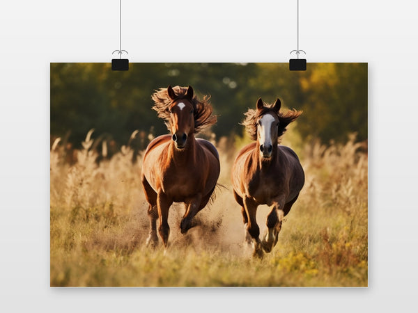 Paarden in Gallop poster