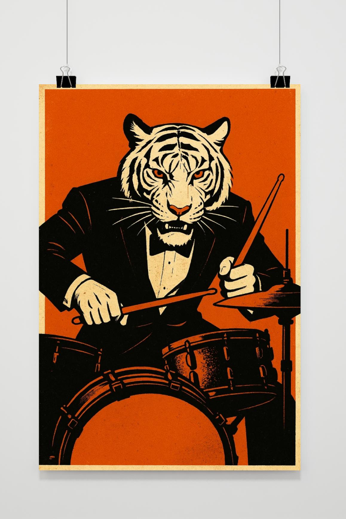 Tiger Drummer in interieur