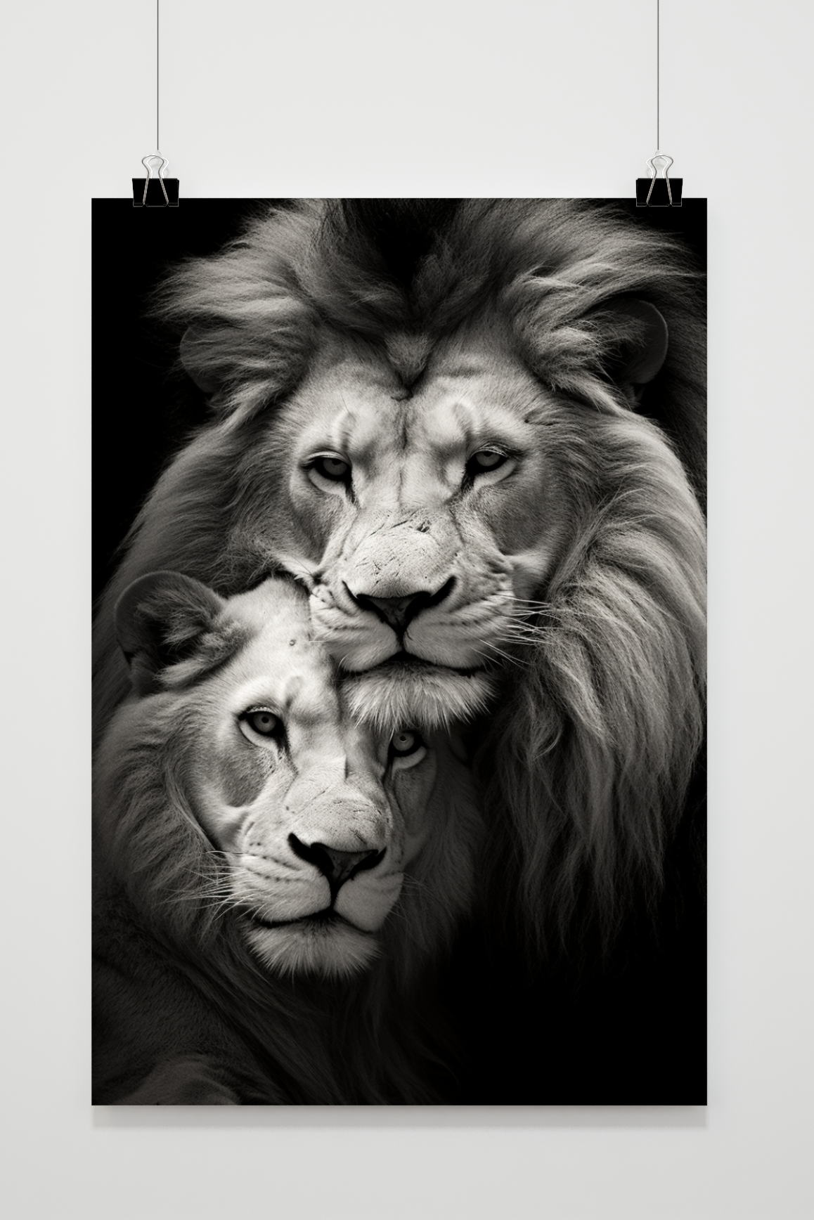 Póster Leones Blanco y Negro de 25 Artstreet