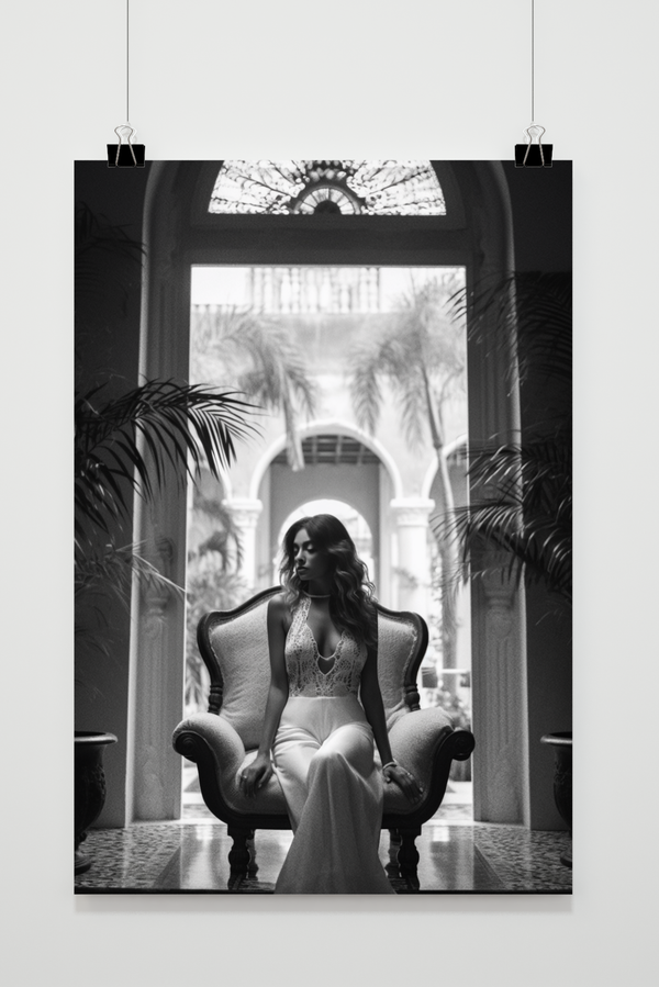 Woman on chair poster