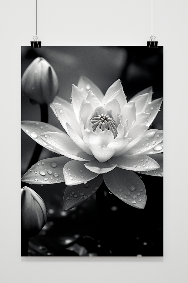 Lotus Schwarz Weiß Poster