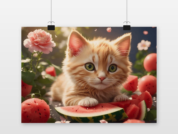 Katze Wassermelone Poster