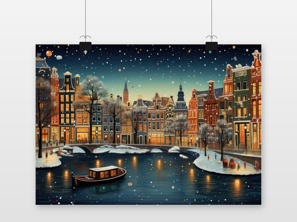 Póster Grachten in Sneeuw
