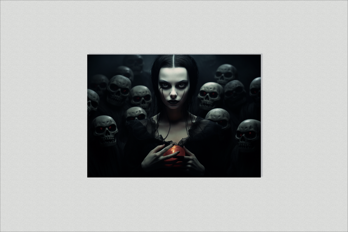 Vampira Halloween en un interior