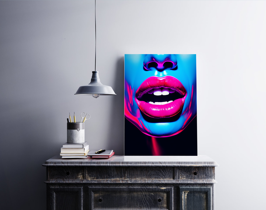 Lippen Blau Neon