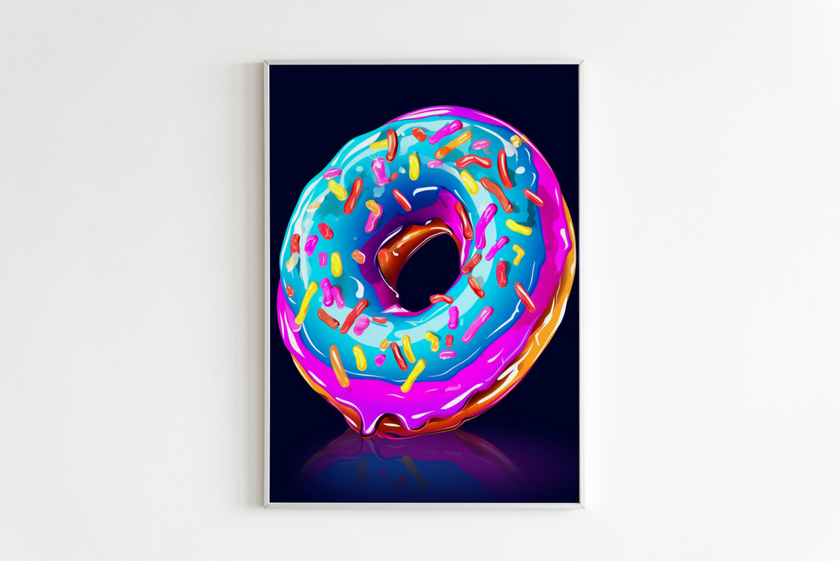 Donut Neón Azul en un interior