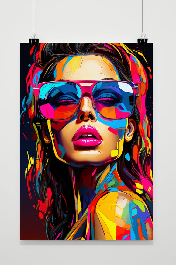 Pop Girl Neon Brille Poster