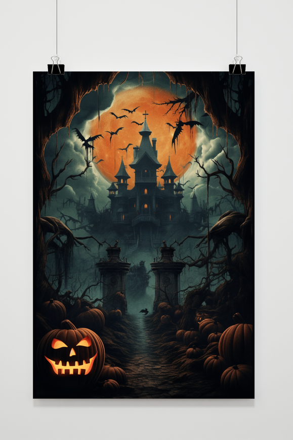 Póster Halloween Castillo Calabaza de 25 Artstreet