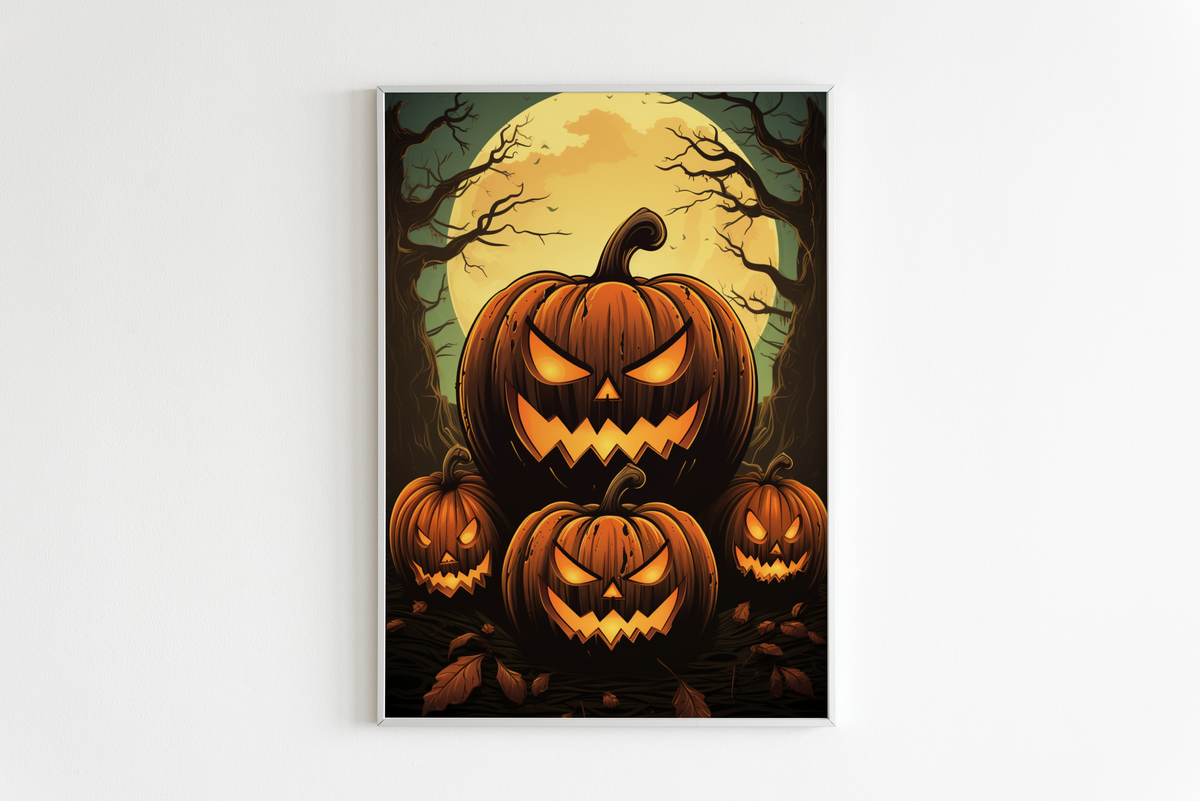 Calabazas de Halloween Cartoon en un interior