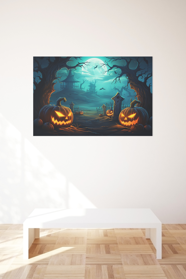 Halloween Pompoen Kerkhof poster