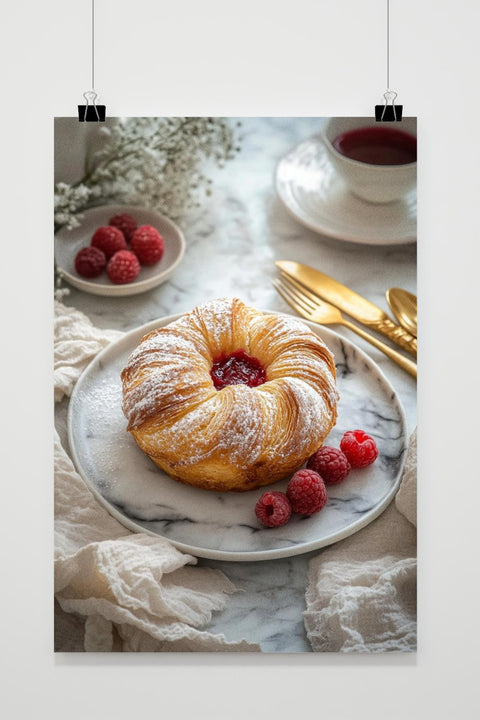 Cruffin Raspberry Pastry Dessert Poster