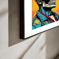 Skelet Punk Rood poster aan de muur in interieur