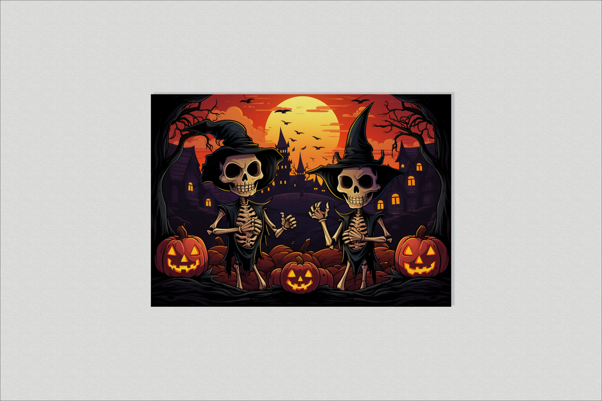 Esqueleto Solar de Halloween en un interior