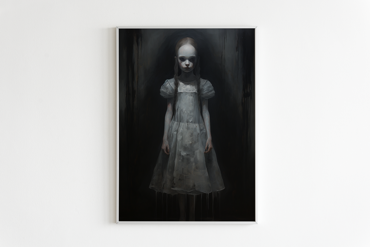 Niña Terrorífica de Halloween en un interior