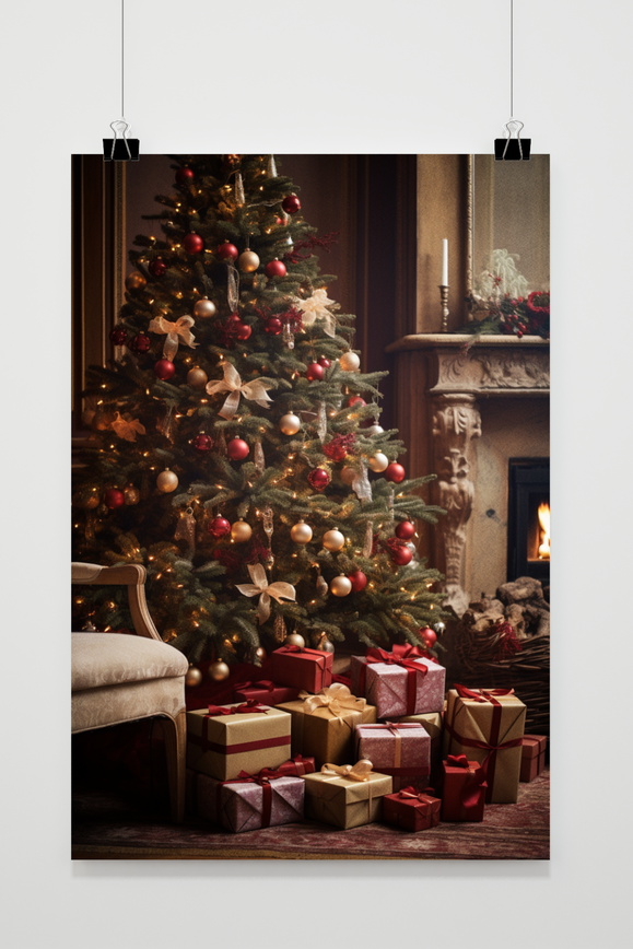 Póster Árbol de Navidad con Regalos de 25 Artstreet