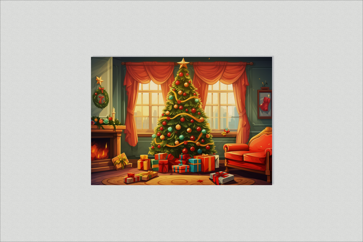 Árbol de Navidad en el Salón en un interior