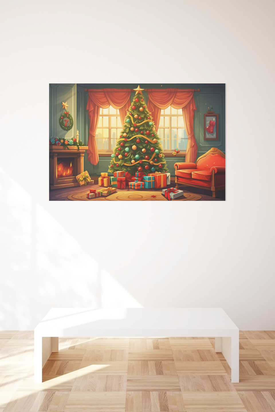 Póster Árbol de Navidad en el Salón de 25 Artstreet