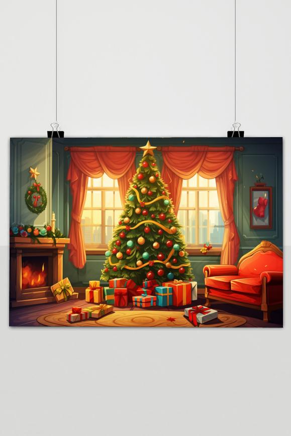 Affiche Sapin de Noël Salon