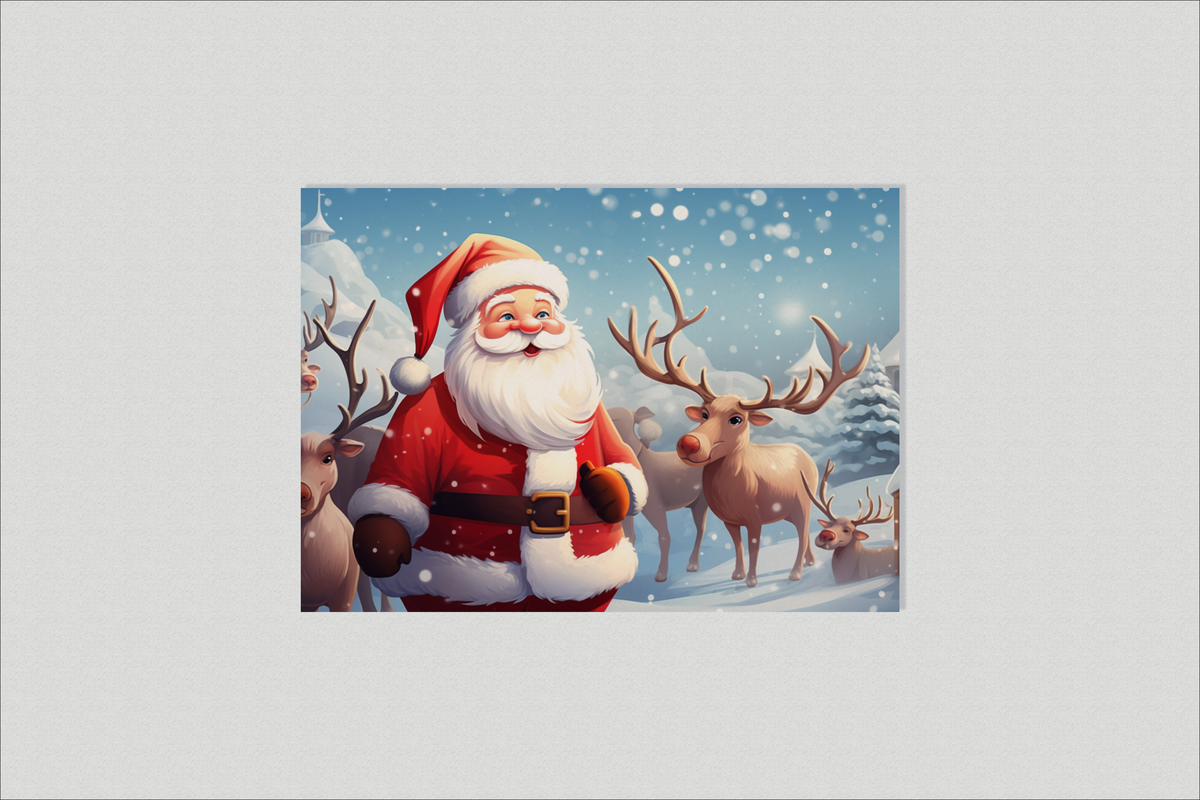 Papá Noel con Rudolf en un interior