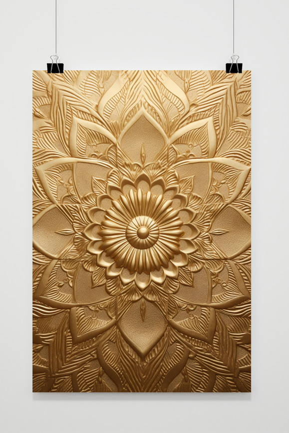 Póster Mandala Dorado Metálico de 25 Artstreet
