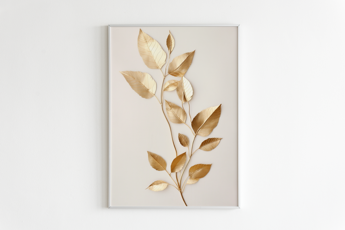 Feuilles Dorées Brillantes dans un intérieur