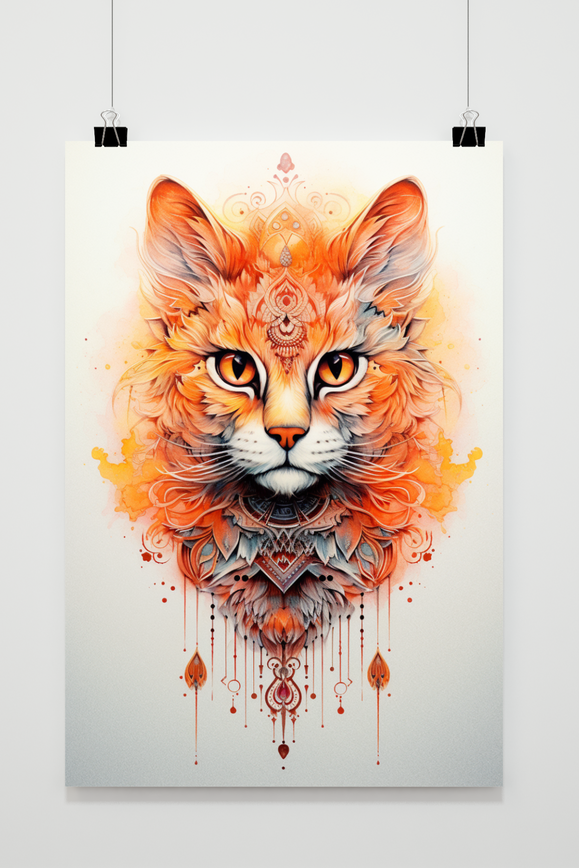 Póster Gata Roja Mandala de 25 Artstreet