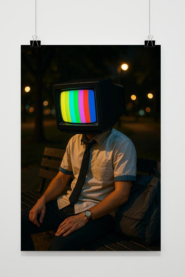Póster TV Head Surrealism Vintage