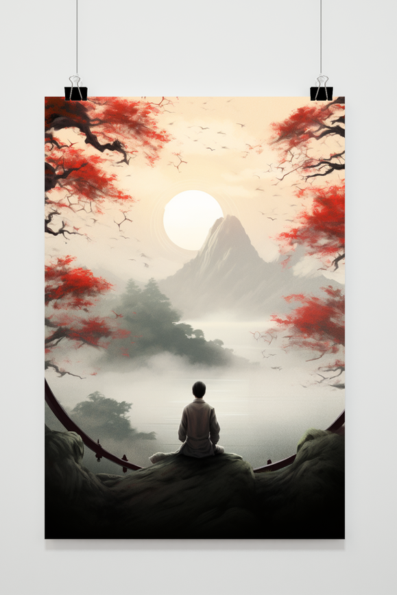 Meditatie Berg poster