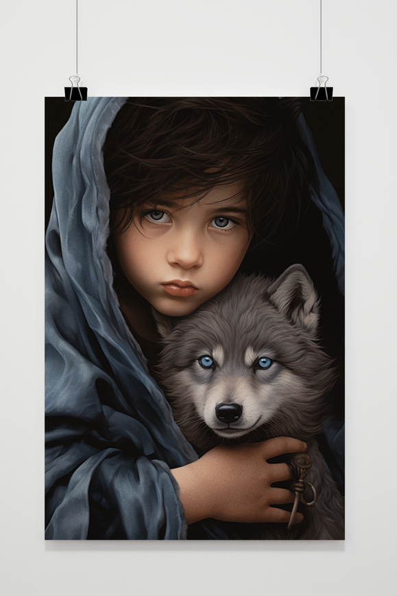 Jongen met Hond poster