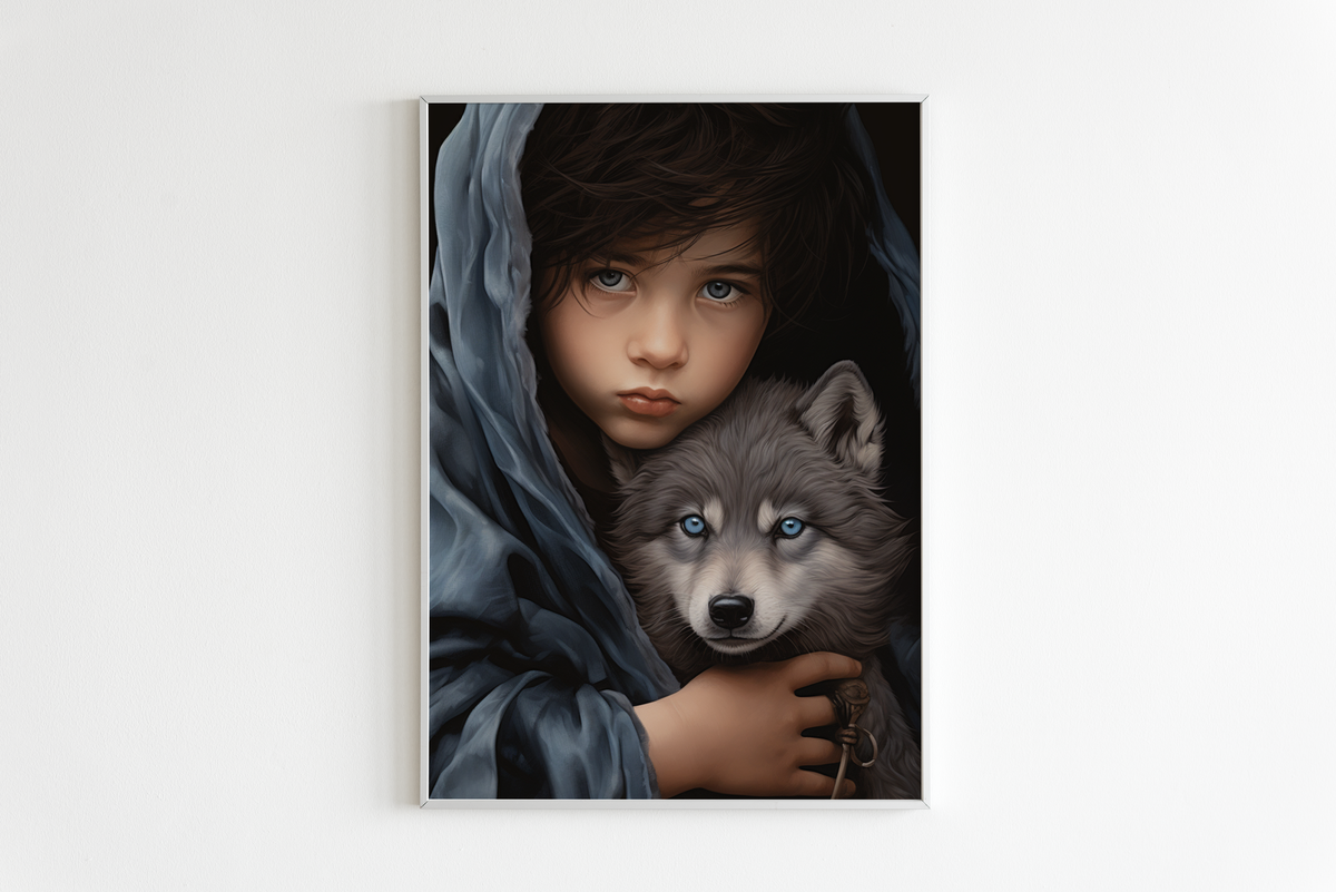 Jongen met Hond en un interior