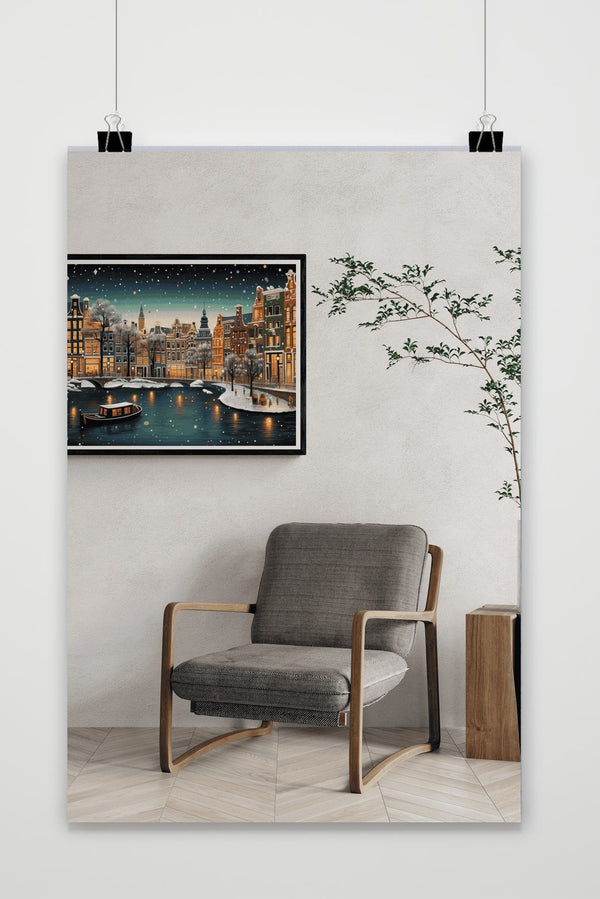 Grachten in Sneeuw poster