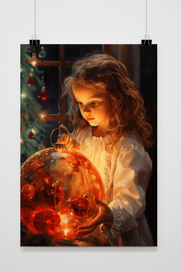 Meisje Kerstbal poster