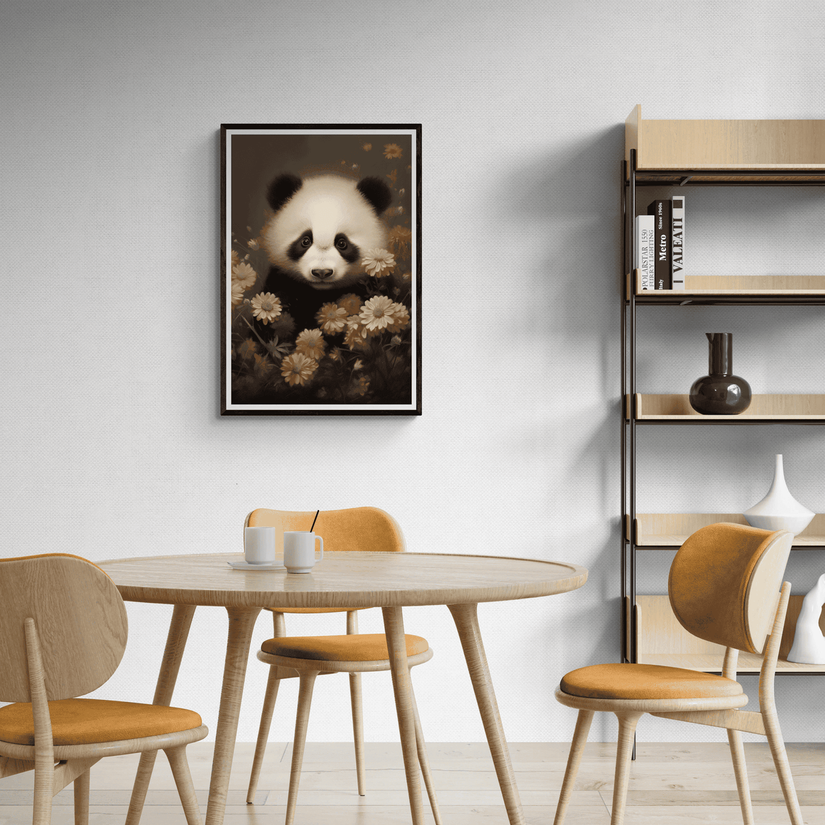 Panda Florecitas en un interior