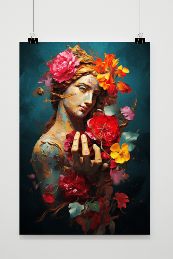 Póster Estatua Flores de 25 Artstreet