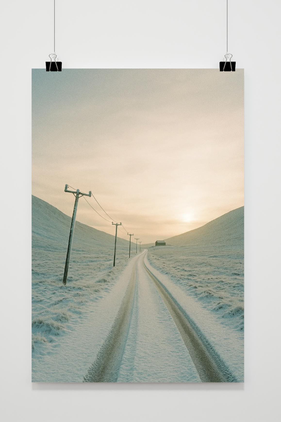 Póster Road WinterSnow Telephone Poles de 25 Artstreet
