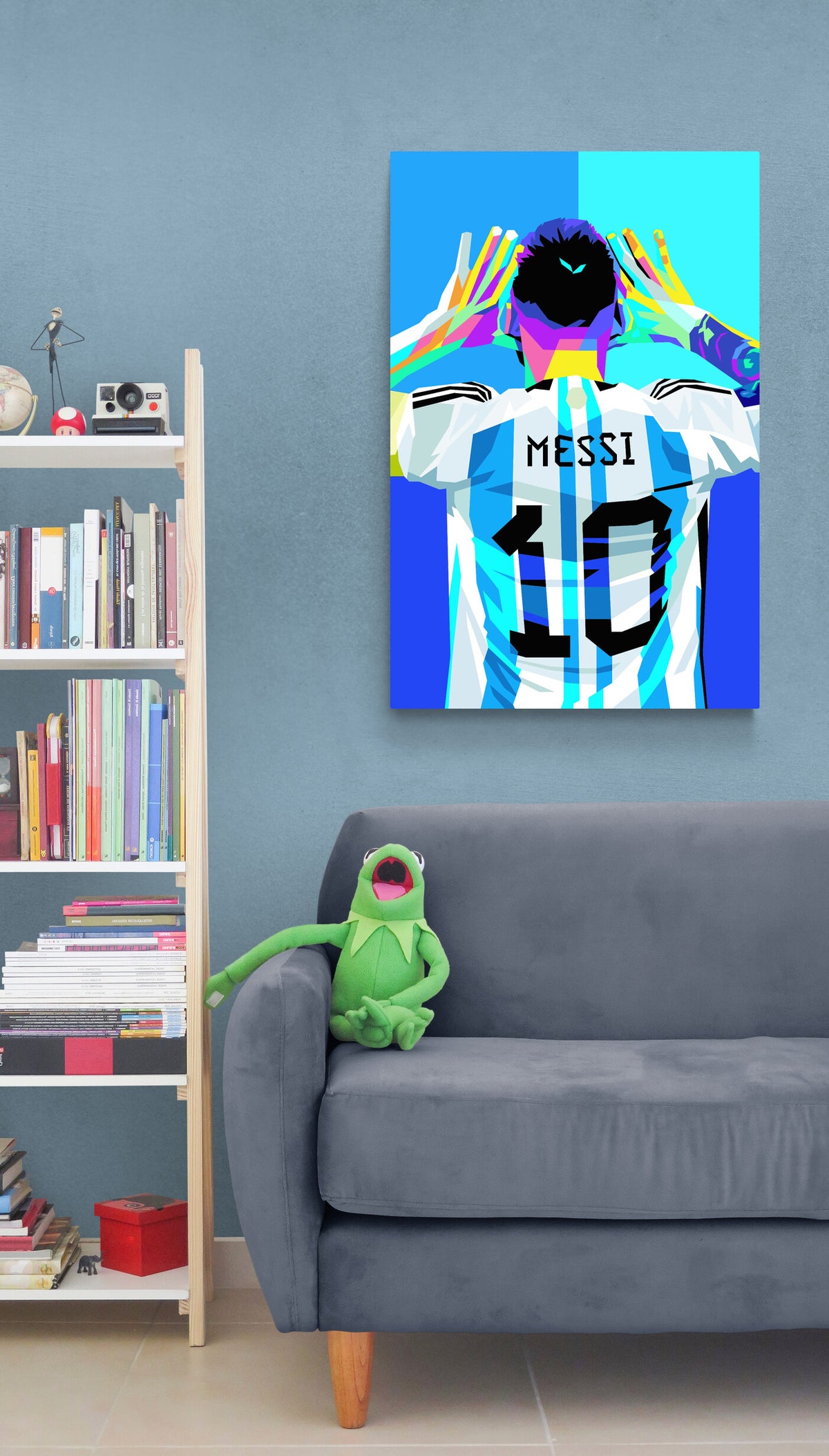 Leonel Messi Pop Art dans un intérieur