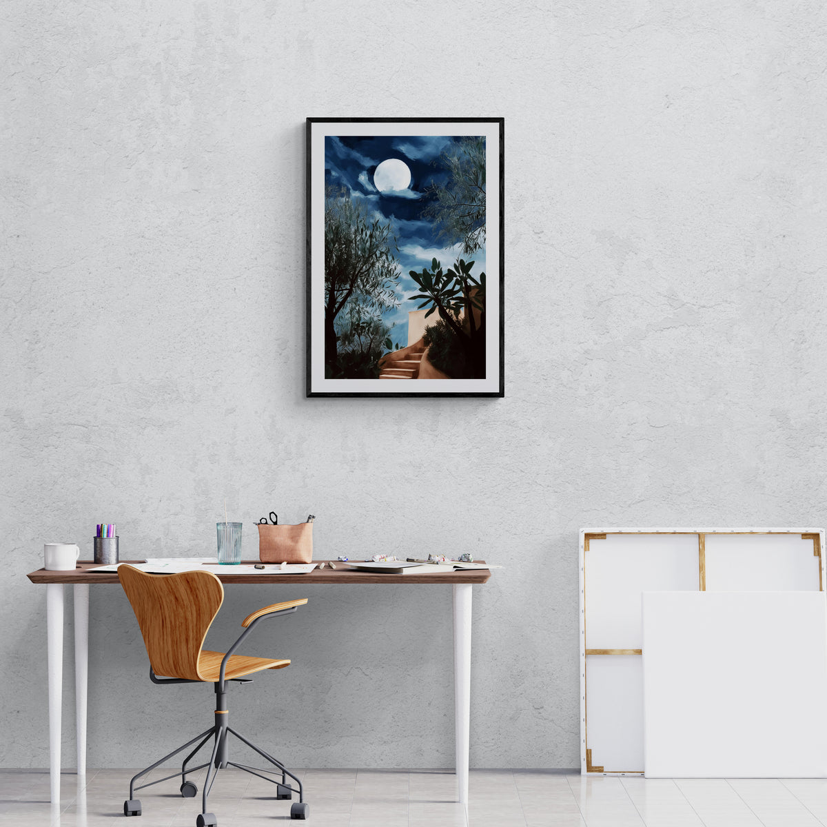 Paisaje a la Luz de la Luna en un interior