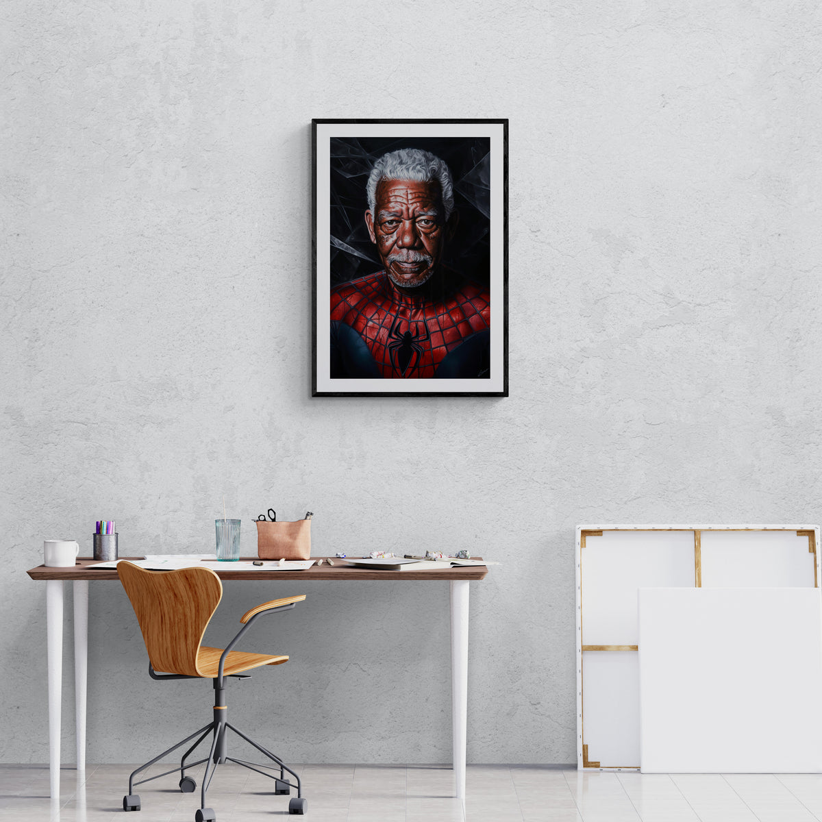 Spiderman Morgan Freeman en un interior