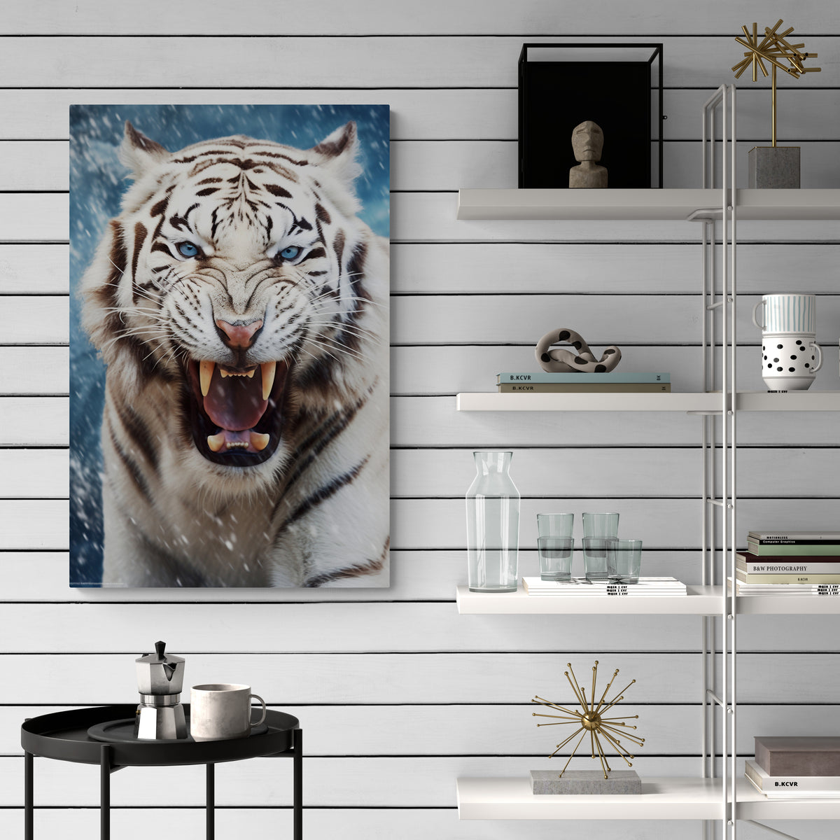 Tigre Blanco en un interior